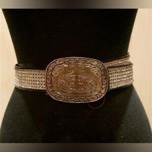STREETS AHEAD SWAROVSKI CRYSTAL BELT WITH BLACKENED EMBOSSED WESTERN BUCKLE
